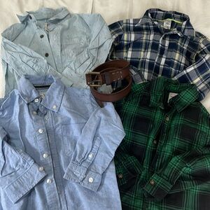 Toddler boy, size 3 long sleeve button up lot with belt